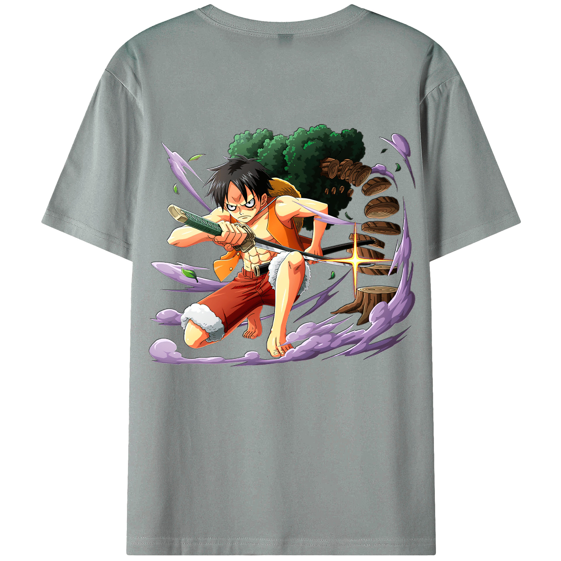 ワンピース モンキー・D・ルフィ ONE PIECE Monkey D. Luffy 綿100％ メンズ半袖Tシャツ（バックプリント） 通気性